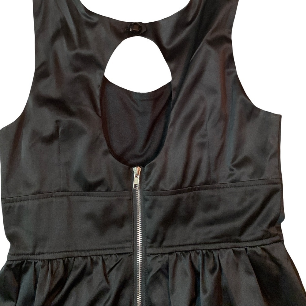 Y2k true vintage Charlotte Russe L Black A Line Satin Mini Dress W/Back Zipper - Picture 3 of 5